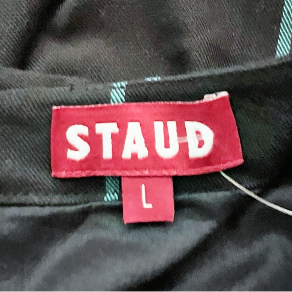 NEW Staud Black Windowpane Long Sleeve Cut Out Mini Crosshill Dress Size Large - Picture 4 of 8